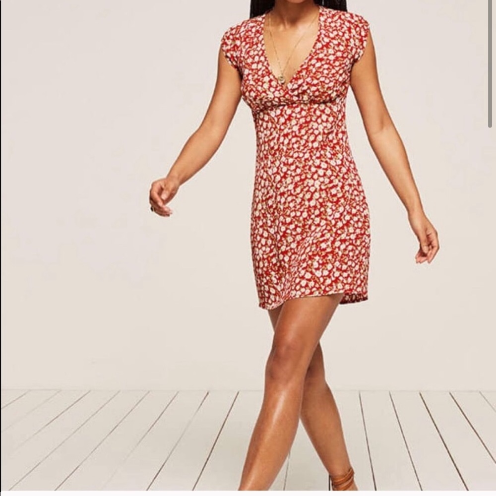 Reformation Red Atlas Dress